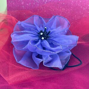 Mesh Flower with elastic for hat or Hair Ornament